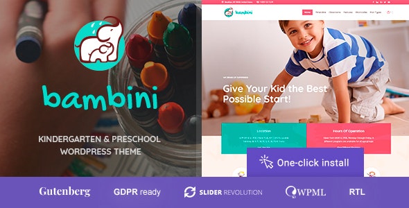 8 / Top 10 WordPress Themes for Education : Bambini – The Kindergarten and Preschool Theme