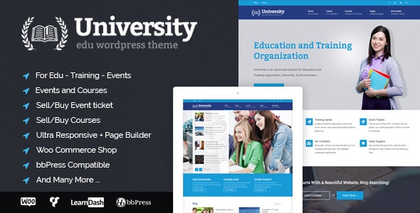 7 / Top 10 WordPress Themes for Education : University – Education, Event, and Course Theme