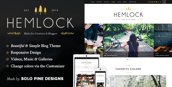 6. Hemlock - A Responsive WordPress Blog Theme