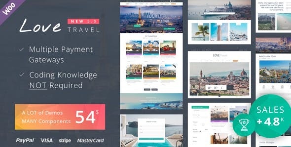  9 / 10 Best Travel Website WordPress Themes : Love Travel – WordPress Website Theme for Travel & Tour