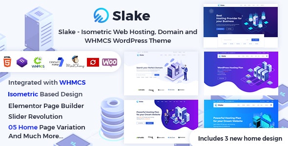 Best Hosting Themes - Slake Isometric Web Hosting, Domain and WHMCS WordPress Theme